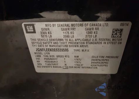 2014 Chevrolet Equinox Ls из США, поврежденный, VIN 2GNFLEEK8E6339586